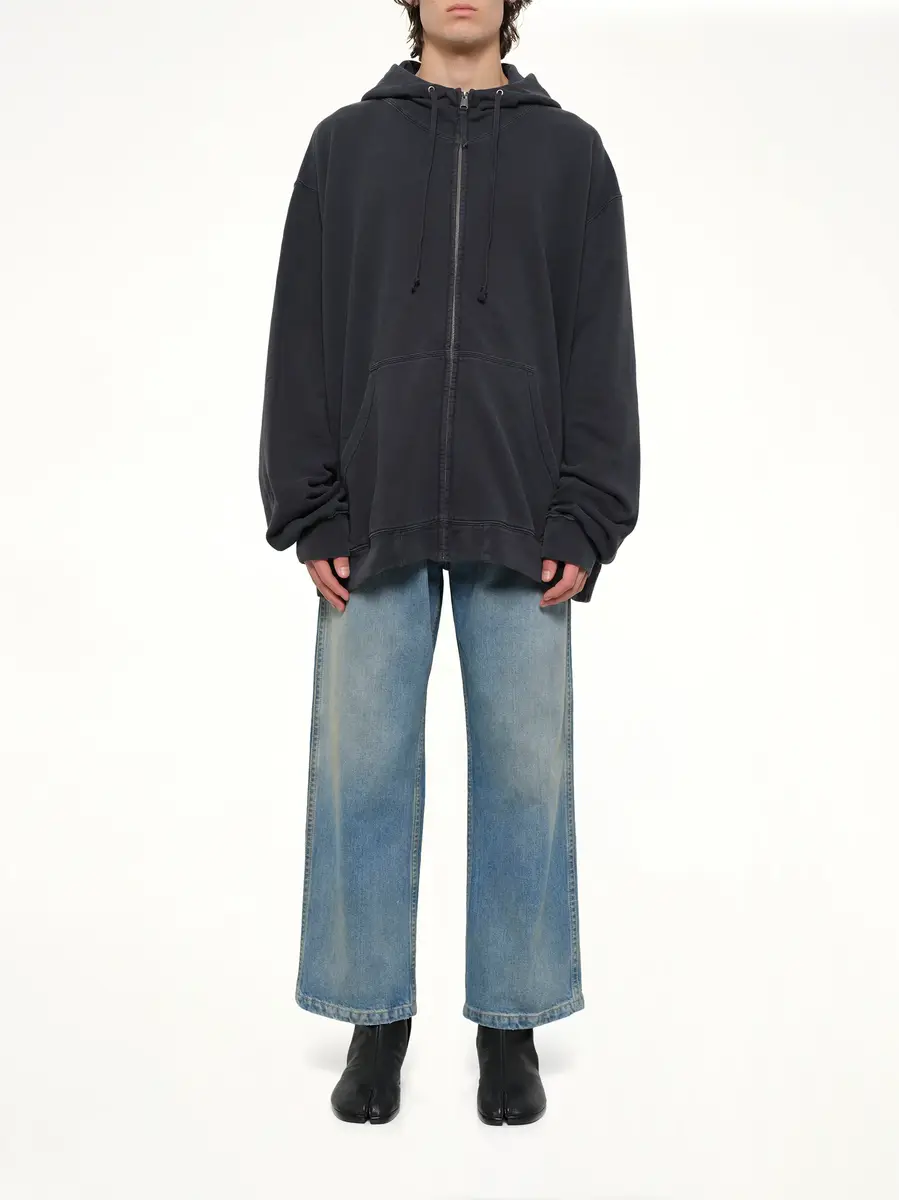 Maison Margiela Zip Hoodie in Washed Black | Thumbnail 7