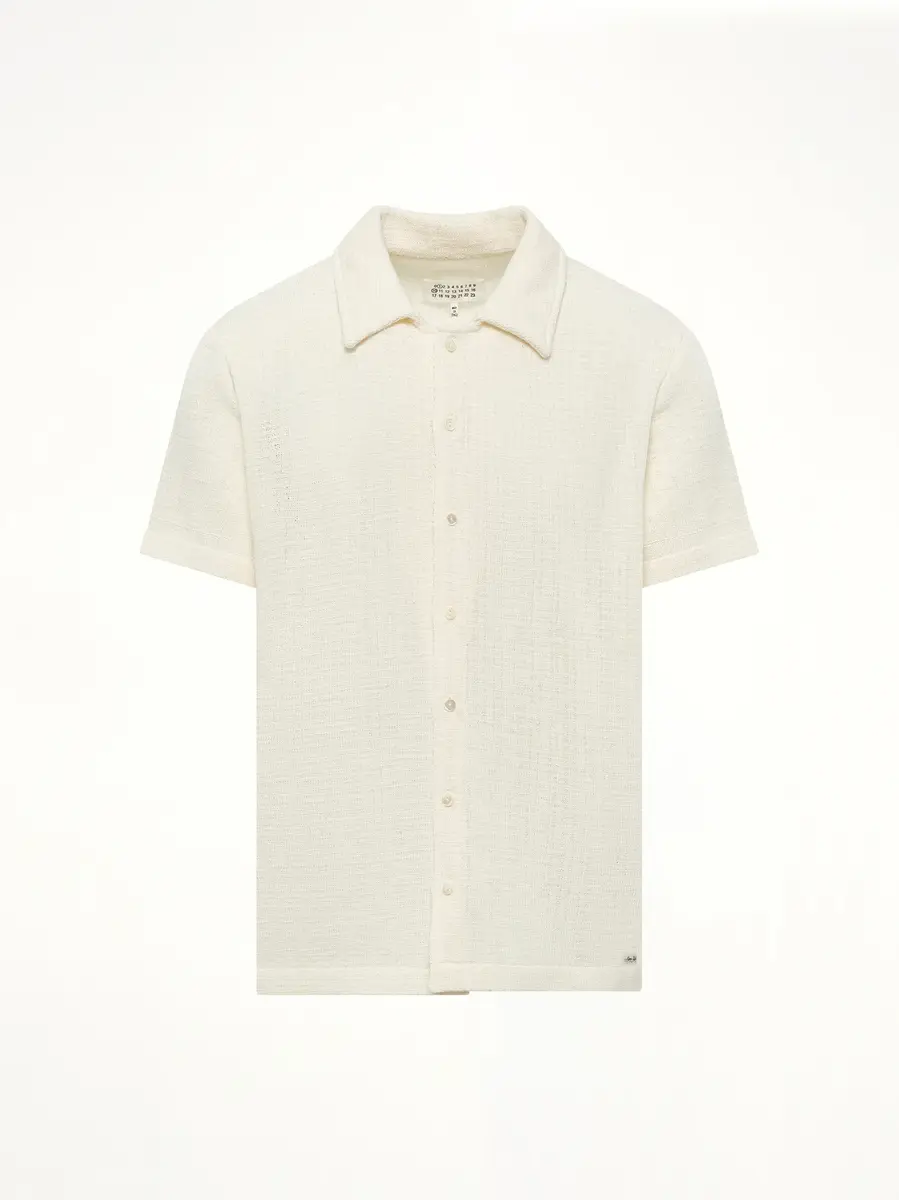 Maison Margiela Linen Short Sleeve Shirt in Off White | Thumbnail 2 Maison Margiela Linen Short Sleeve Shirt in Off White | Thumbnail 2