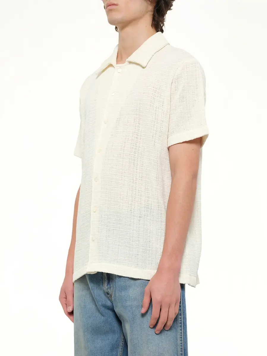 Maison Margiela Linen Short Sleeve Shirt in Off White | Thumbnail 3 Maison Margiela Linen Short Sleeve Shirt in Off White | Thumbnail 3