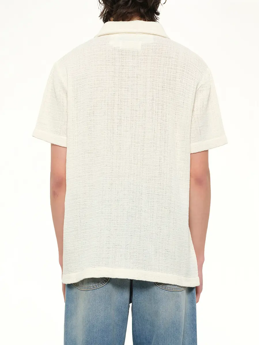 Maison Margiela Linen Short Sleeve Shirt in Off White | Thumbnail 5 Maison Margiela Linen Short Sleeve Shirt in Off White | Thumbnail 5