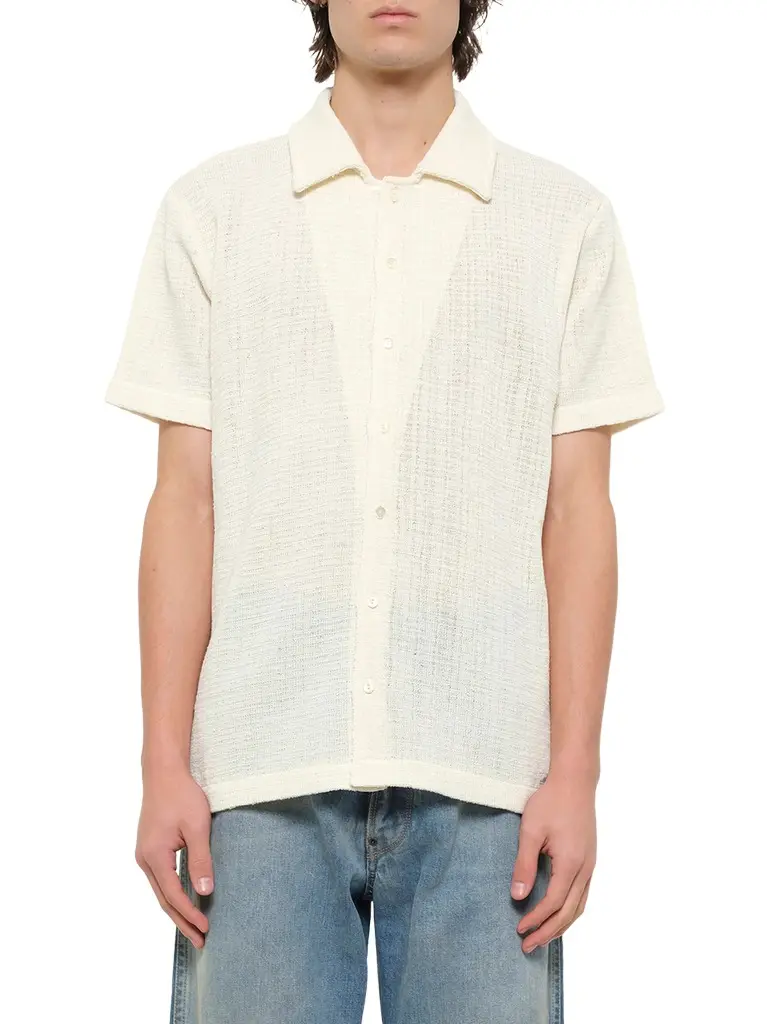 Maison Margiela Linen Short Sleeve Shirt in Off White
