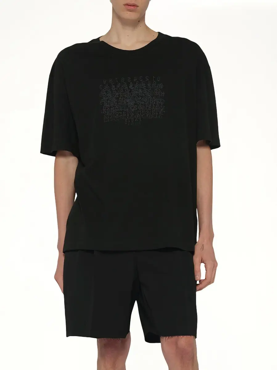 Maison Margiela Slubby Logo T-shirt in Washed Black | Thumbnail 6