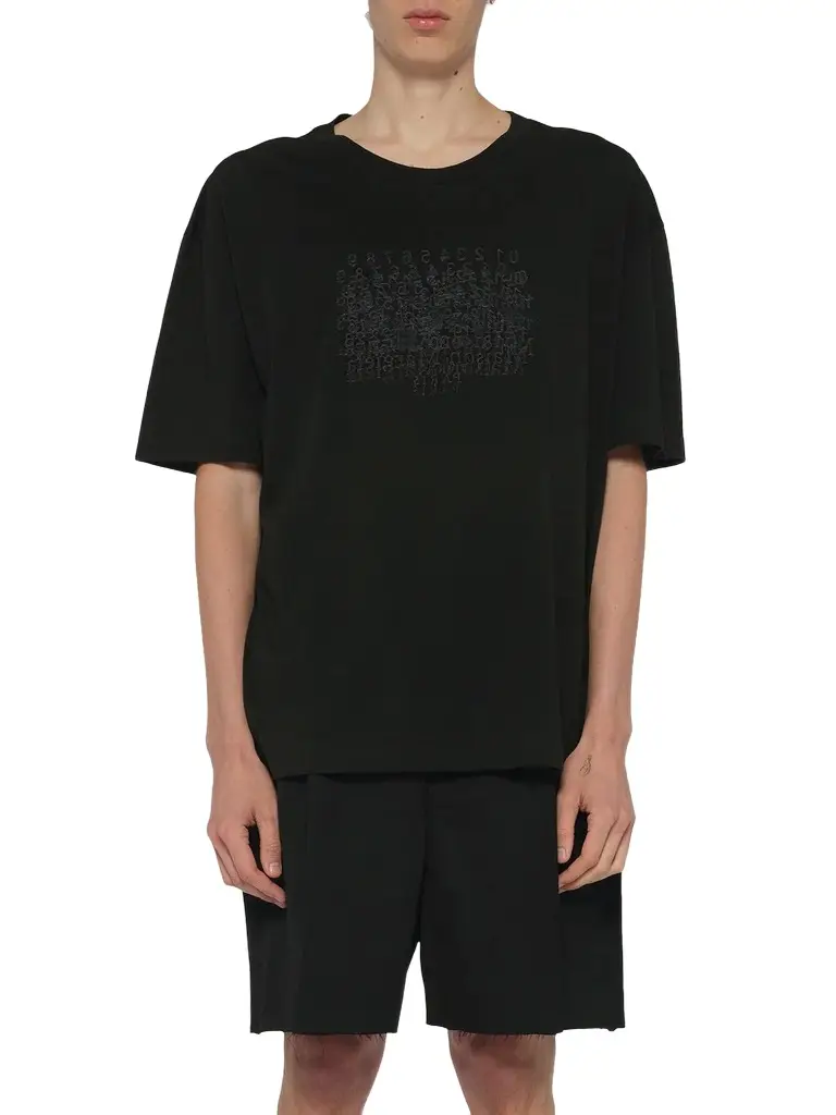 Maison Margiela Slubby Logo T-shirt in Washed Black