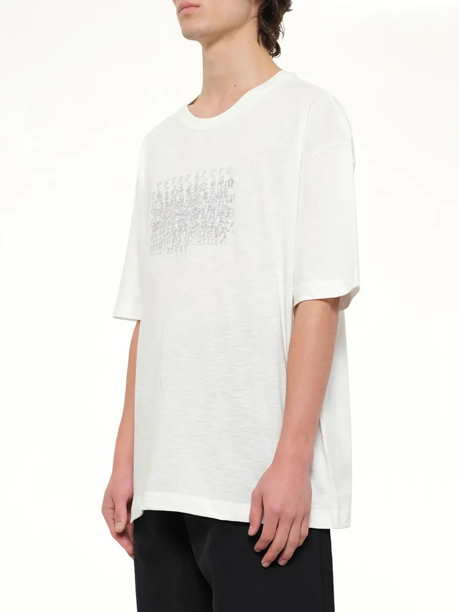Maison Margiela Slubby Logo T-shirt in Off White | Thumbnail 3 Maison Margiela Slubby Logo T-shirt in Off White | Thumbnail 3