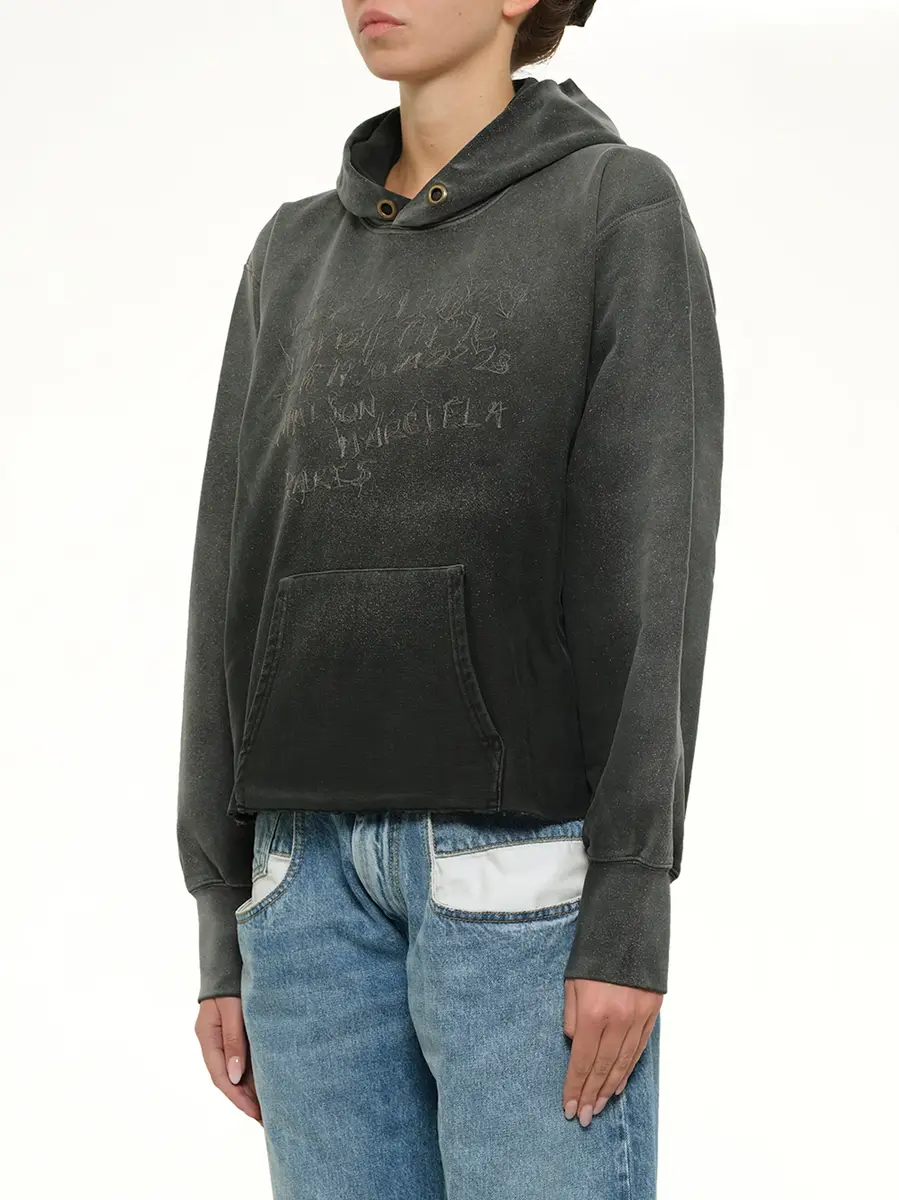 Maison Margiela Number Hoodie in Washed Black | Thumbnail 3 Maison Margiela Number Hoodie in Washed Black | Thumbnail 3
