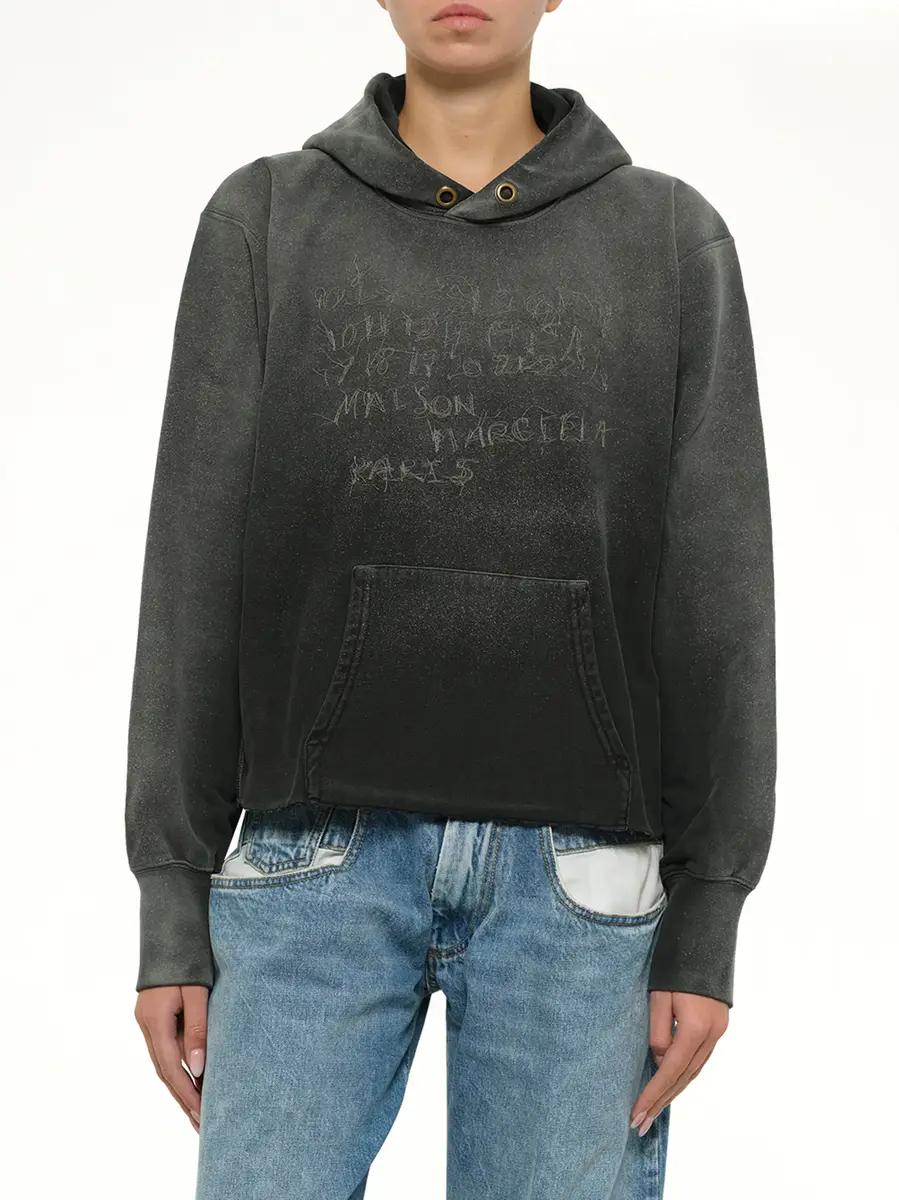 Maison Margiela Number Hoodie in Washed Black | Thumbnail 6 Maison Margiela Number Hoodie in Washed Black | Thumbnail 6