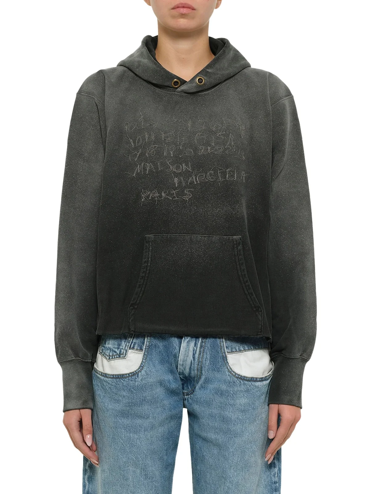 Maison Margiela Number Hoodie in Washed Black