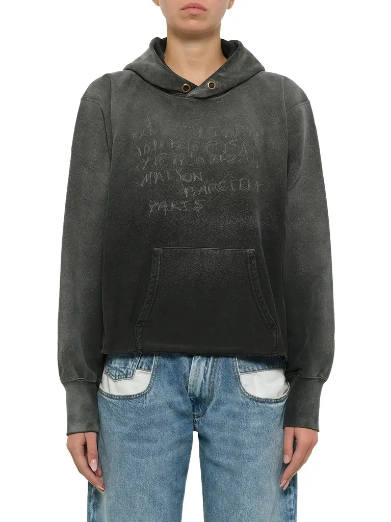 Maison Margiela Number Hoodie in Washed Black