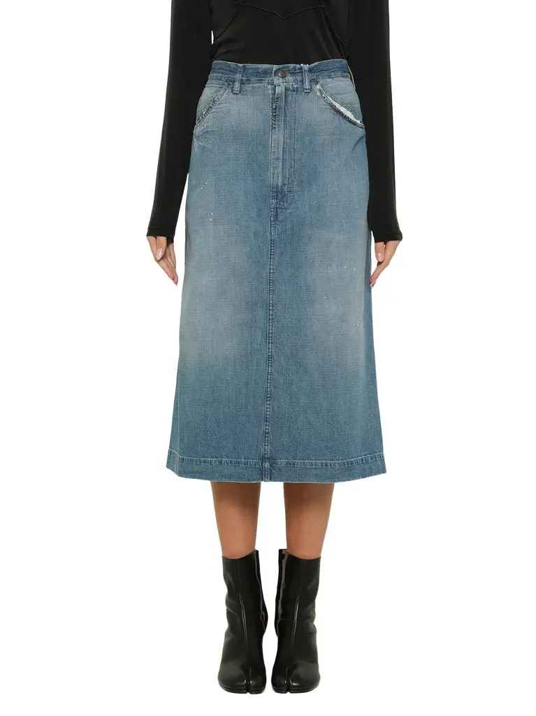 Maison Margiela Denim Skirt in Medium Blue Vintage