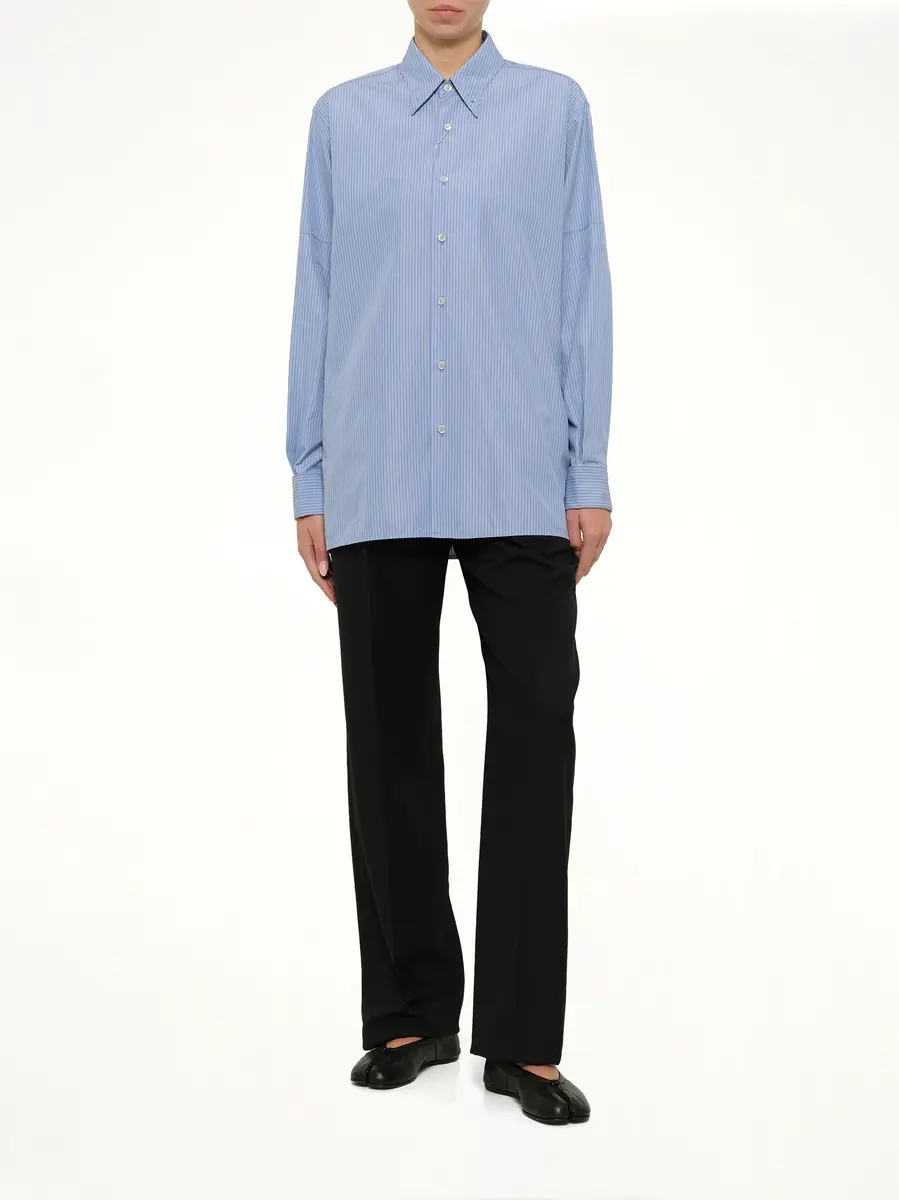 Maison Margiela Stripe Shirt in Light Blue/grey | Thumbnail 4 Maison Margiela Stripe Shirt in Light Blue/grey | Thumbnail 4