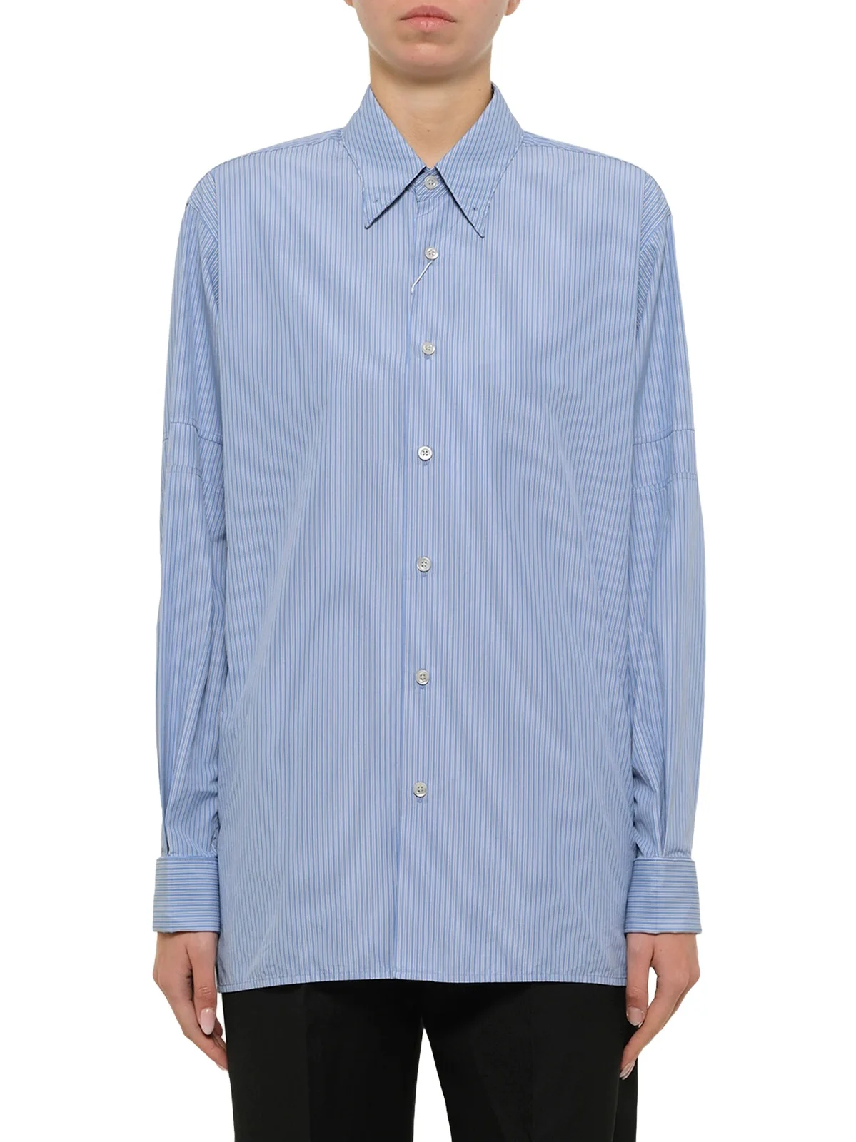 Maison Margiela Stripe Shirt in Light Blue/grey