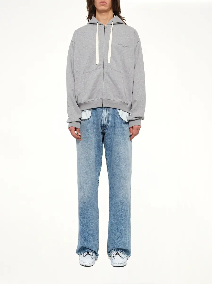 Maison Margiela Logo Zip Hoodie in Grey Melange | Thumbnail 7 Maison Margiela Logo Zip Hoodie in Grey Melange | Thumbnail 7