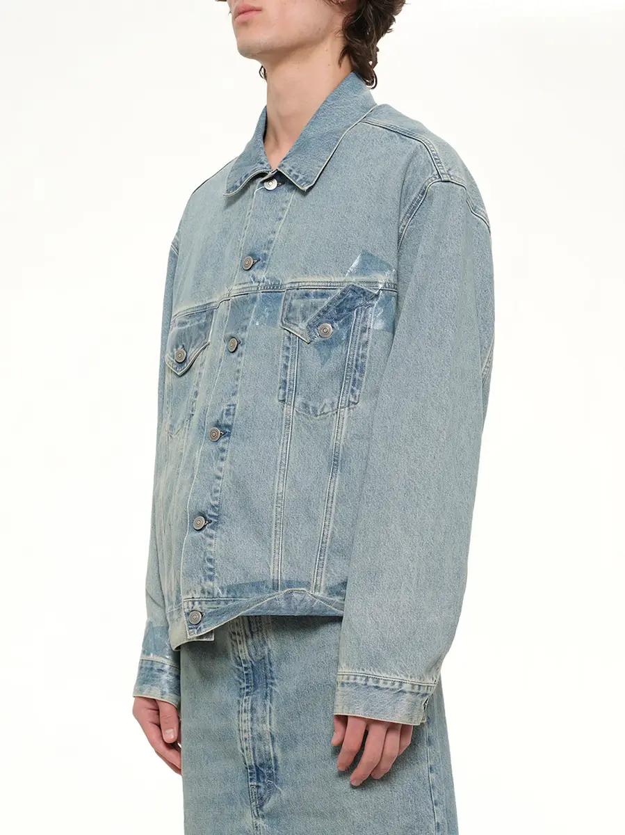 Maison Margiela Tape Denim Jacket in Ice Blue | Thumbnail 3 Maison Margiela Tape Denim Jacket in Ice Blue | Thumbnail 3