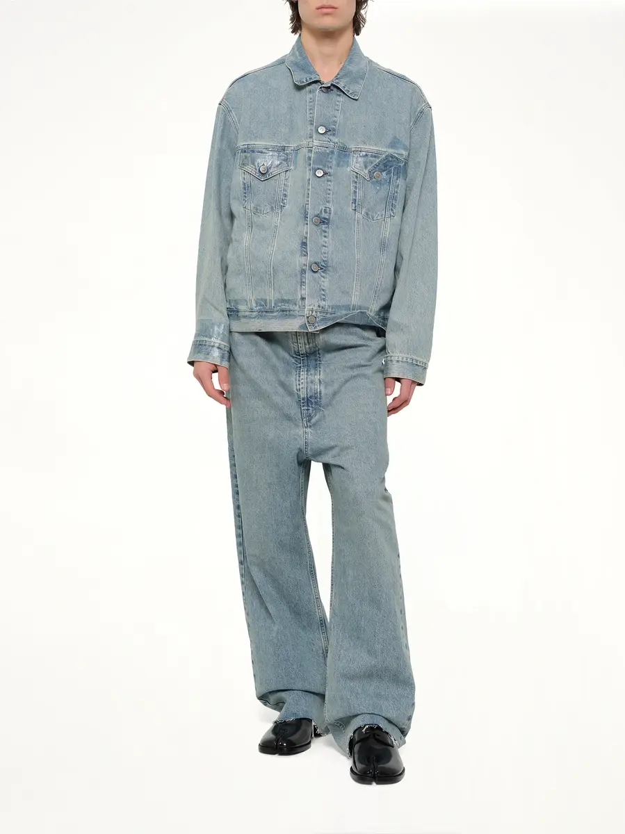 Maison Margiela Tape Denim Jacket in Ice Blue | Thumbnail 4 Maison Margiela Tape Denim Jacket in Ice Blue | Thumbnail 4