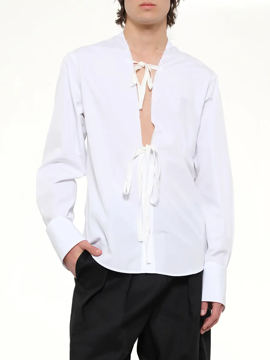 Maison Margiela V Neck Long Sleeved Shirt | Thumbnail 6 Maison Margiela V Neck Long Sleeved Shirt | Thumbnail 6