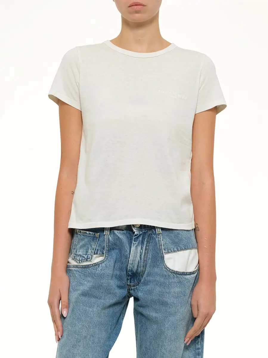 Maison Margiela Logo Small T-shirt in Vintage White | Thumbnail 6