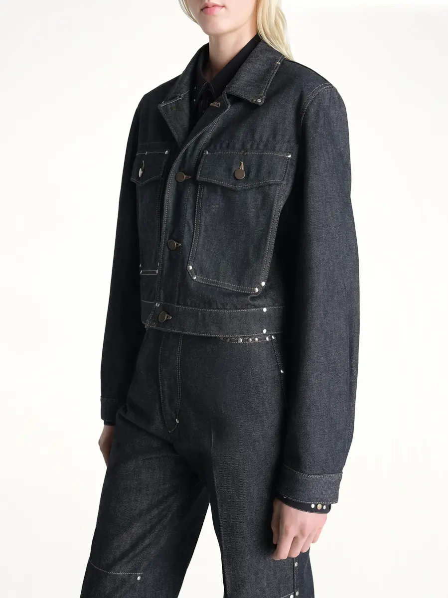 Lemaire Cropped Blouson With Studs in Slate | Thumbnail 3 Lemaire Cropped Blouson With Studs in Slate | Thumbnail 3