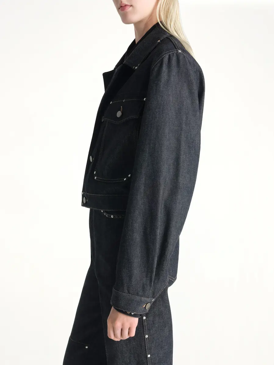 Lemaire Cropped Blouson With Studs in Slate | Thumbnail 4 Lemaire Cropped Blouson With Studs in Slate | Thumbnail 4