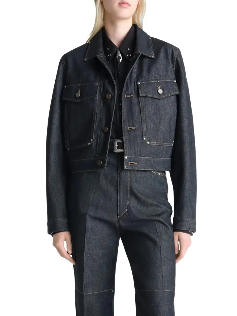 Cropped Blouson With Studs in Slate Cropped Blouson With Studs in Slate