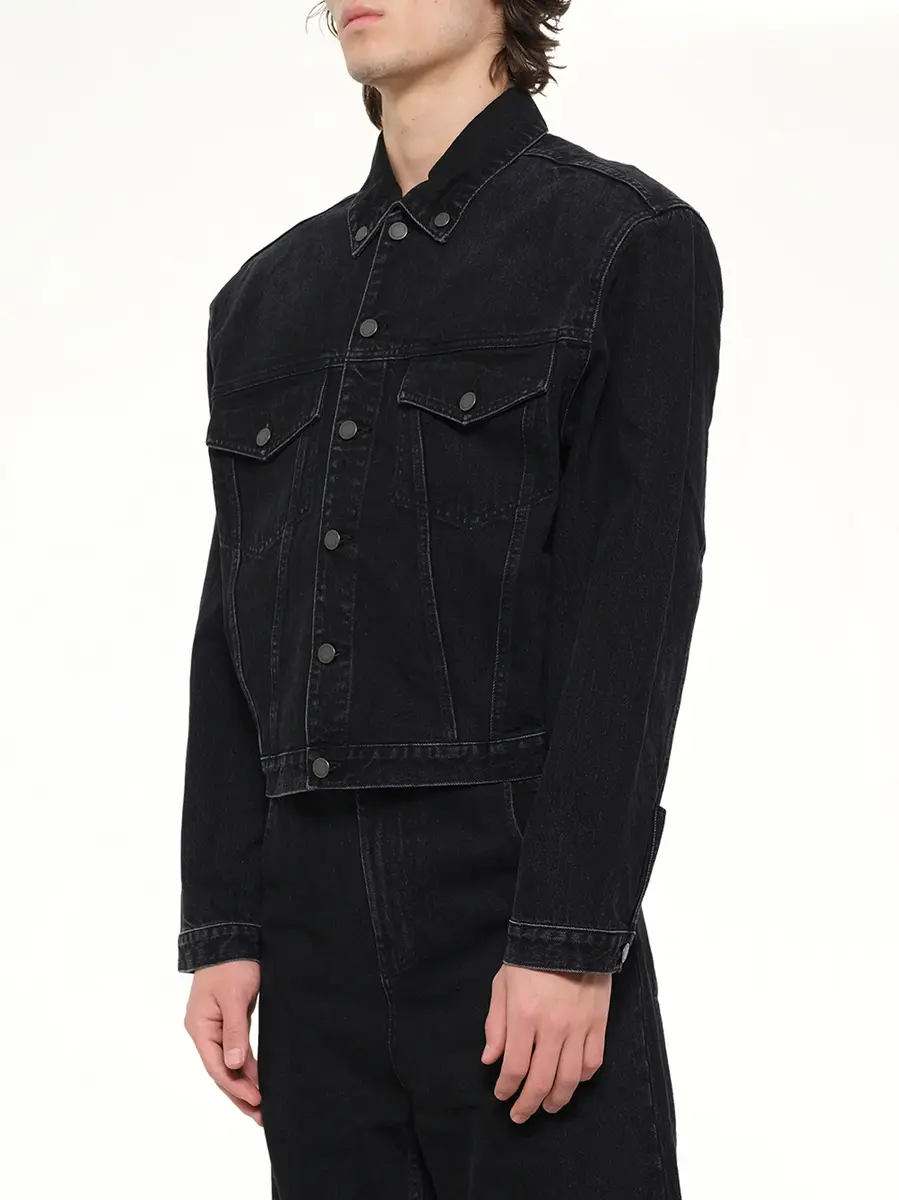 Entire Studios Shrunken Denim Jacket in Magnetite | Thumbnail 3 Entire Studios Shrunken Denim Jacket in Magnetite | Thumbnail 3