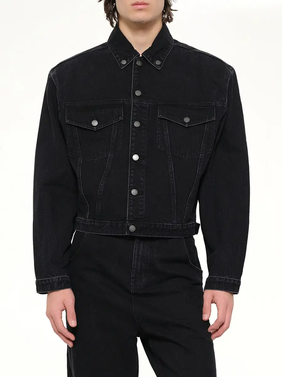 Entire Studios Shrunken Denim Jacket in Magnetite | Thumbnail 6 Entire Studios Shrunken Denim Jacket in Magnetite | Thumbnail 6