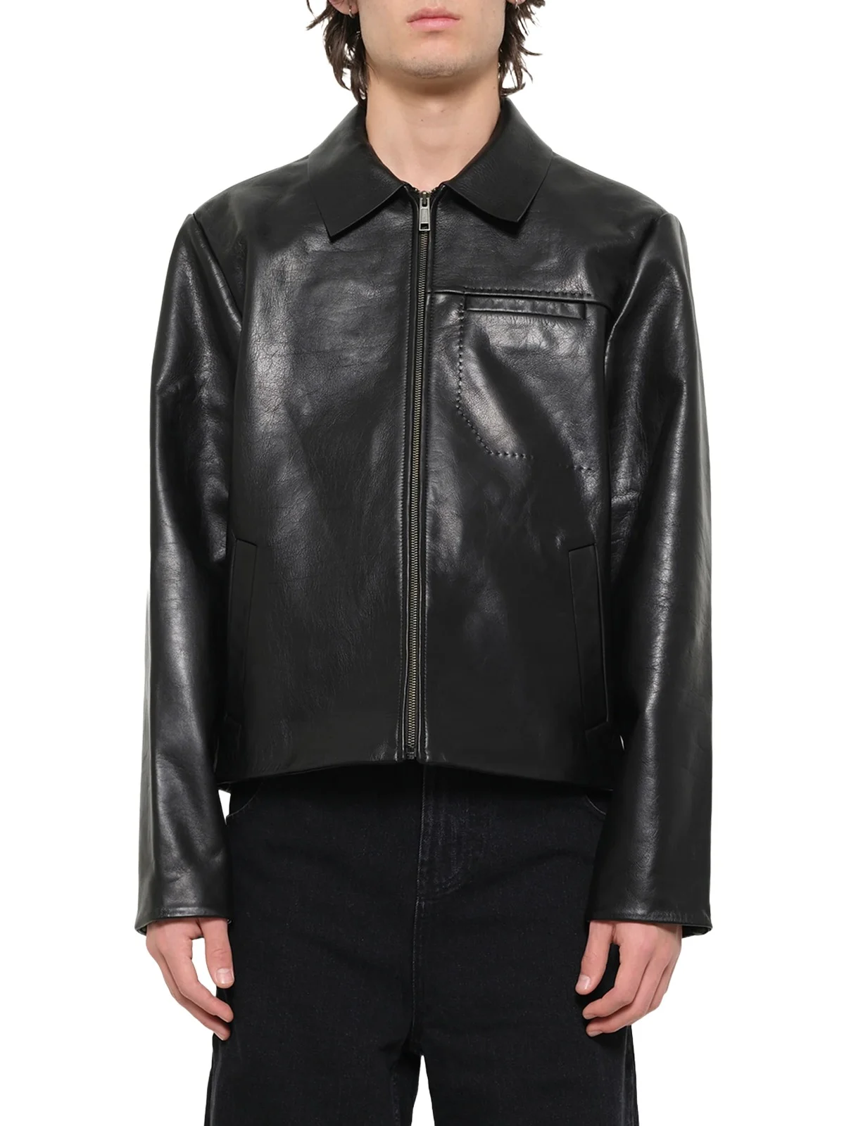 Entire Studios Cowhide Jacket in Black Leather