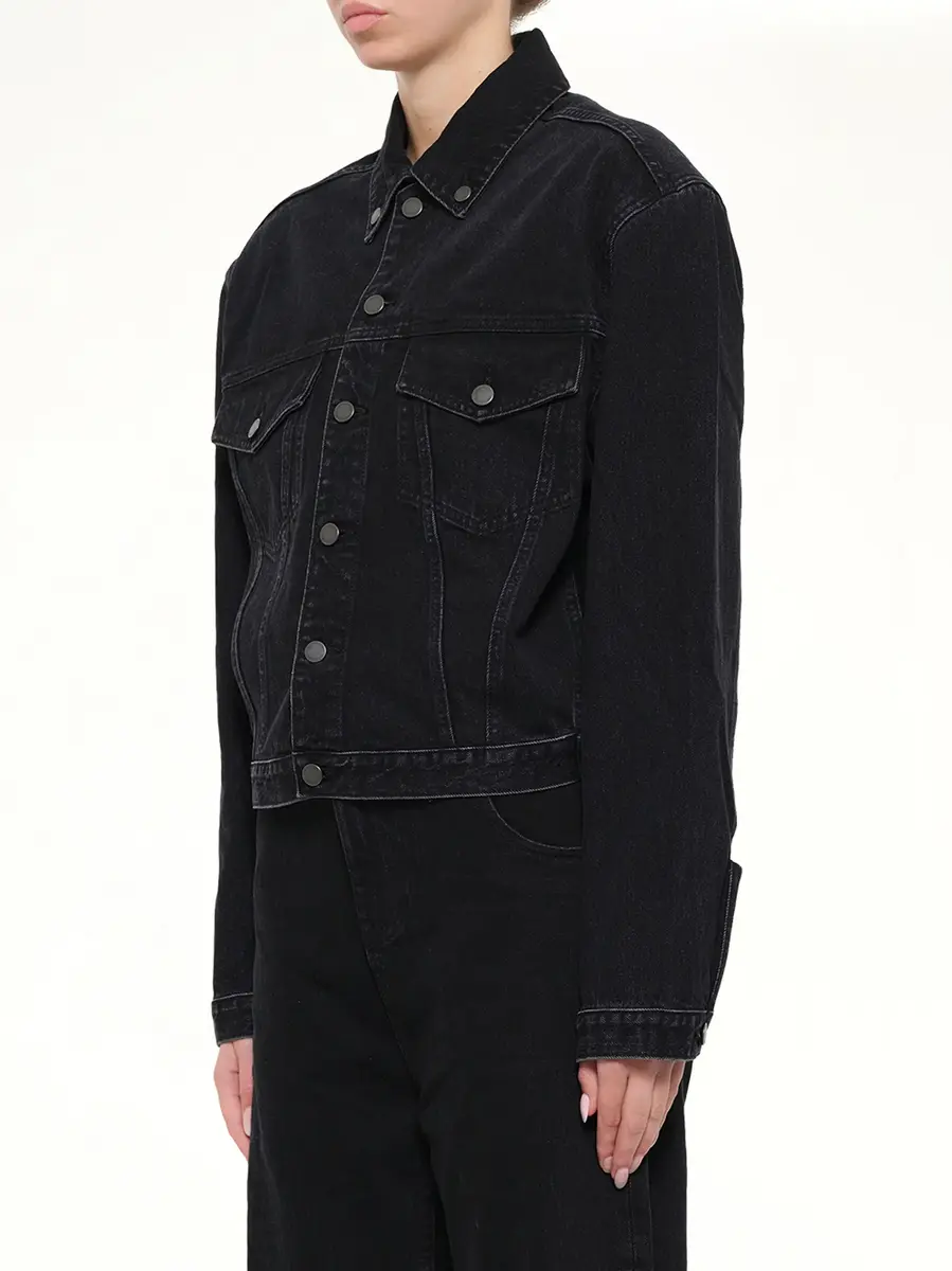 Entire Studios Shrunken Denim Jacket in Magnetite | Thumbnail 3 Entire Studios Shrunken Denim Jacket in Magnetite | Thumbnail 3
