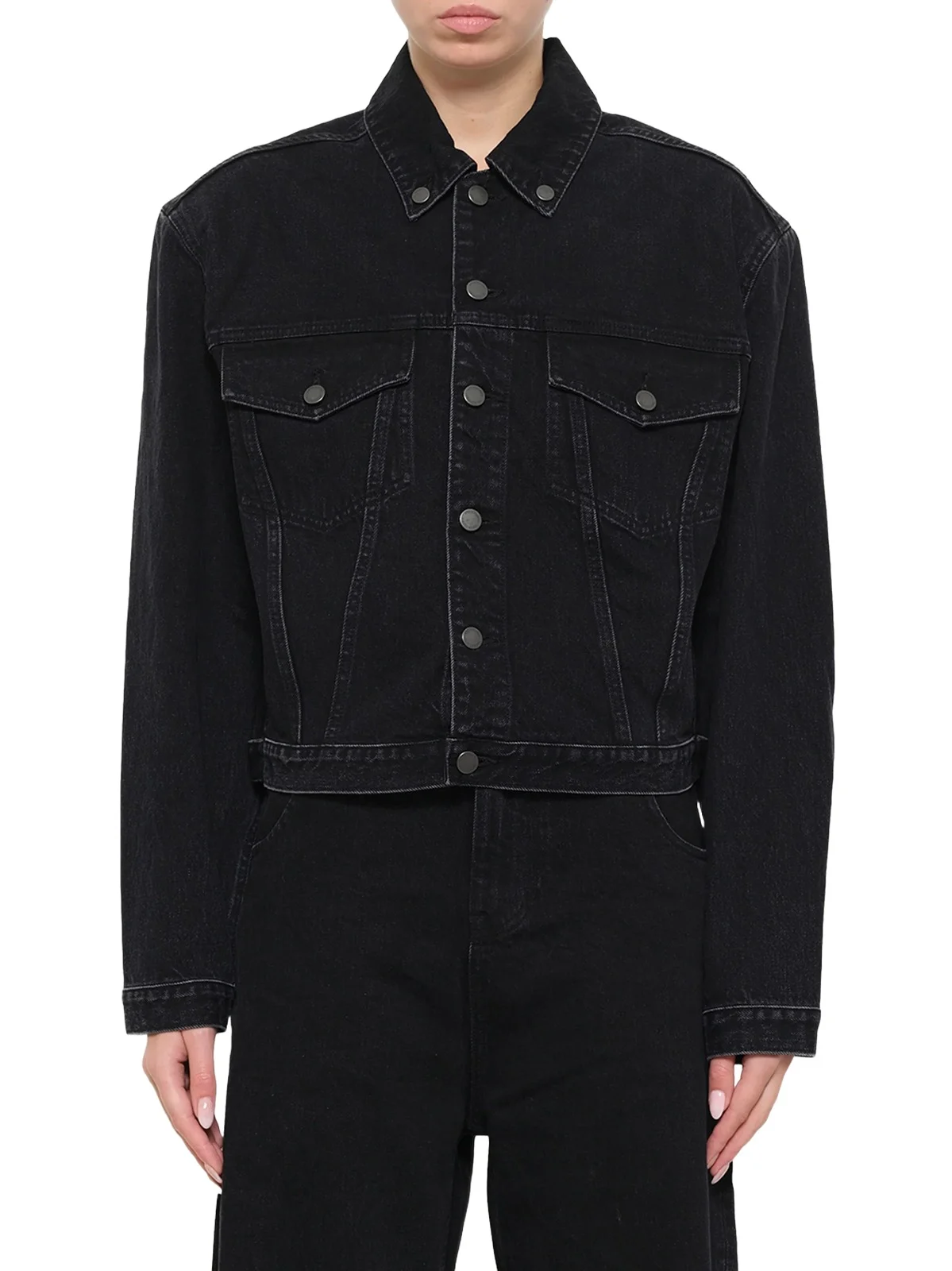 Entire Studios Shrunken Denim Jacket in Magnetite
