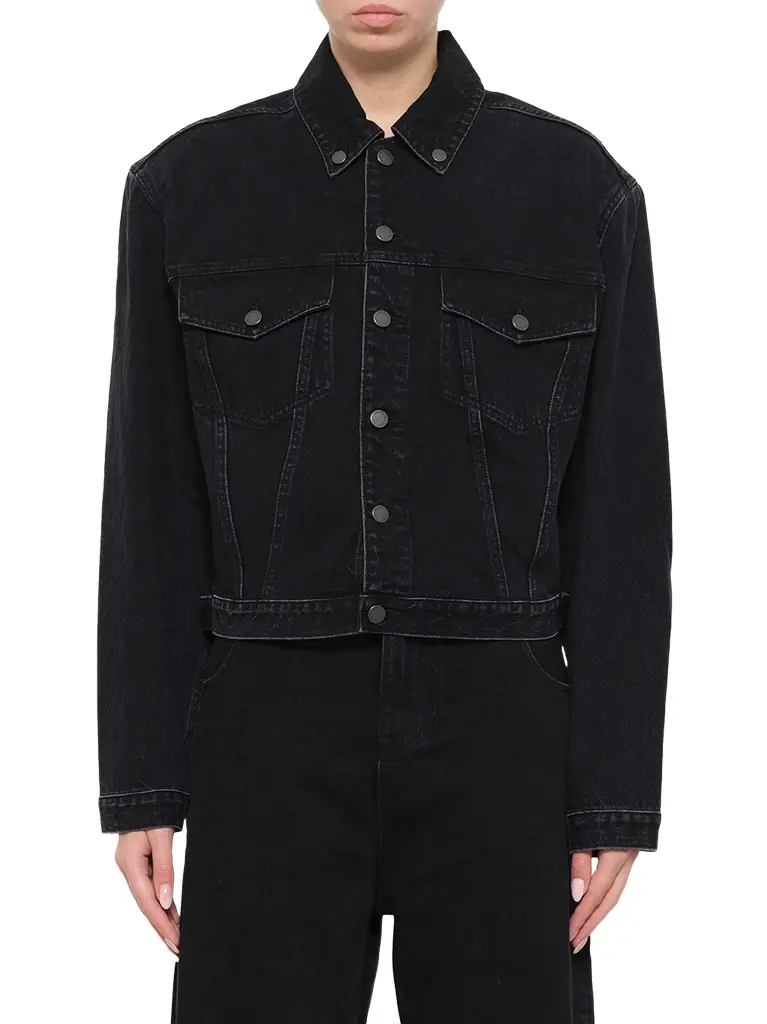 Entire Studios Shrunken Denim Jacket in Magnetite