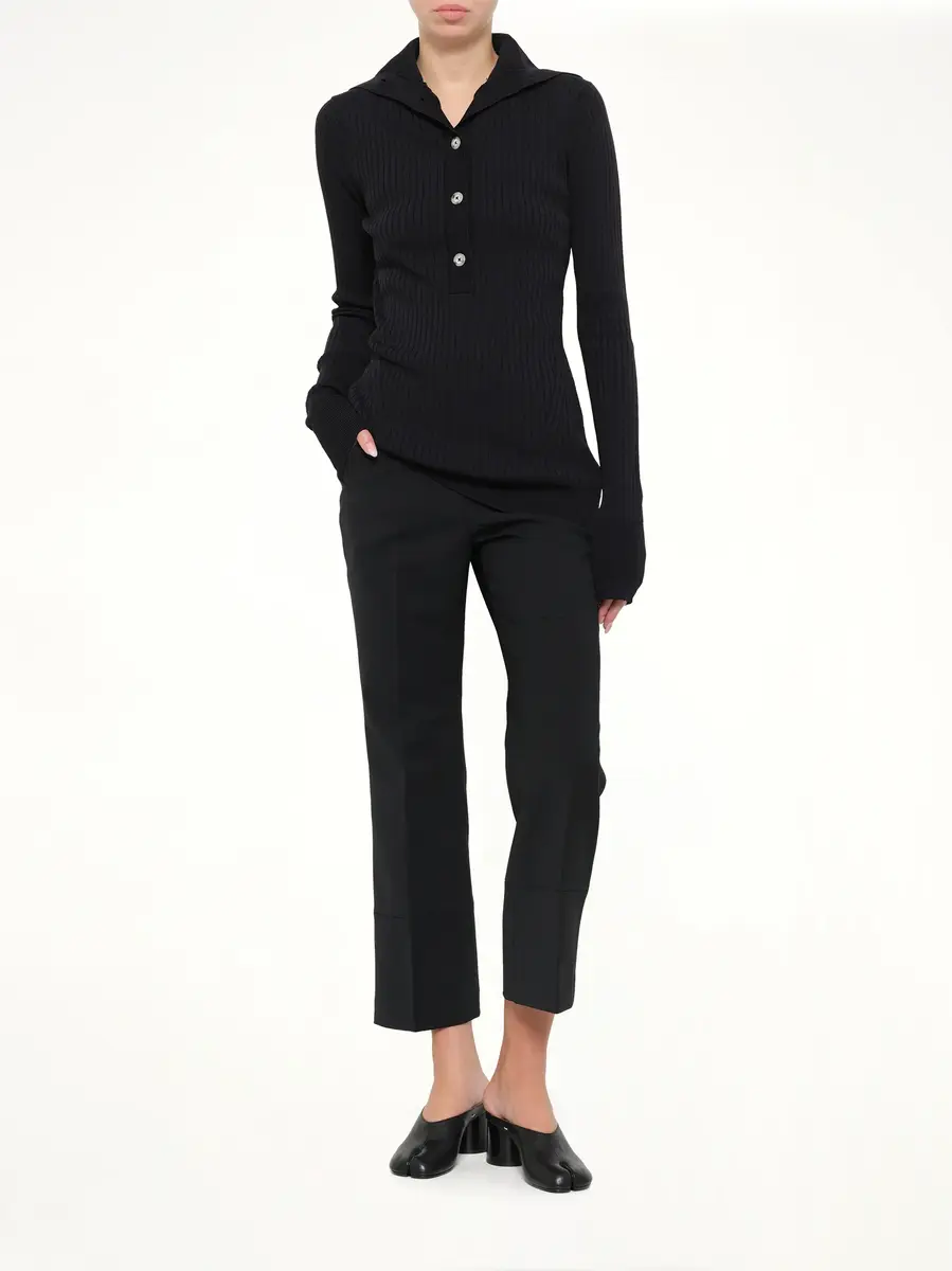 Entire Studios Step Hem Pants in Black Wool | Thumbnail 4 Entire Studios Step Hem Pants in Black Wool | Thumbnail 4