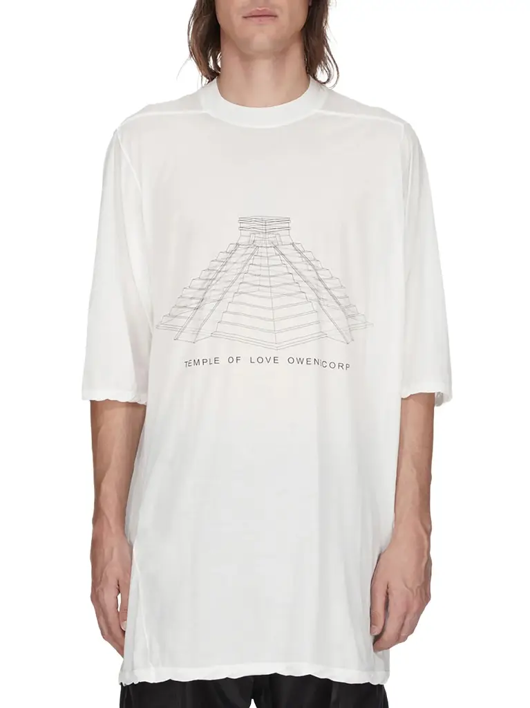 Rick Owens Jumbo SS T in Milk Wash/black