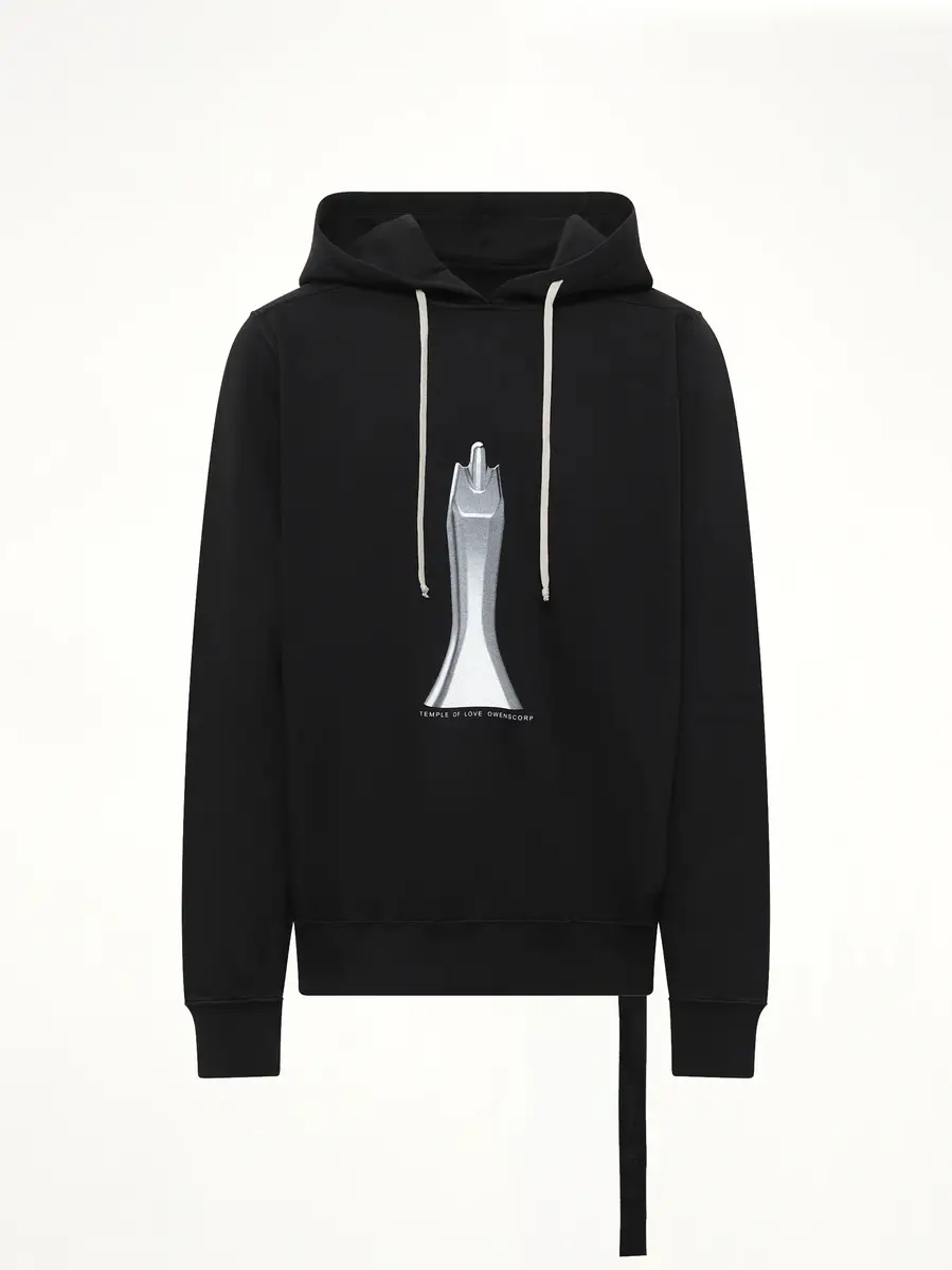 RICK OWENS DRKSHDW Statue Oversized Hoodie in Black/milk | Thumbnail 2