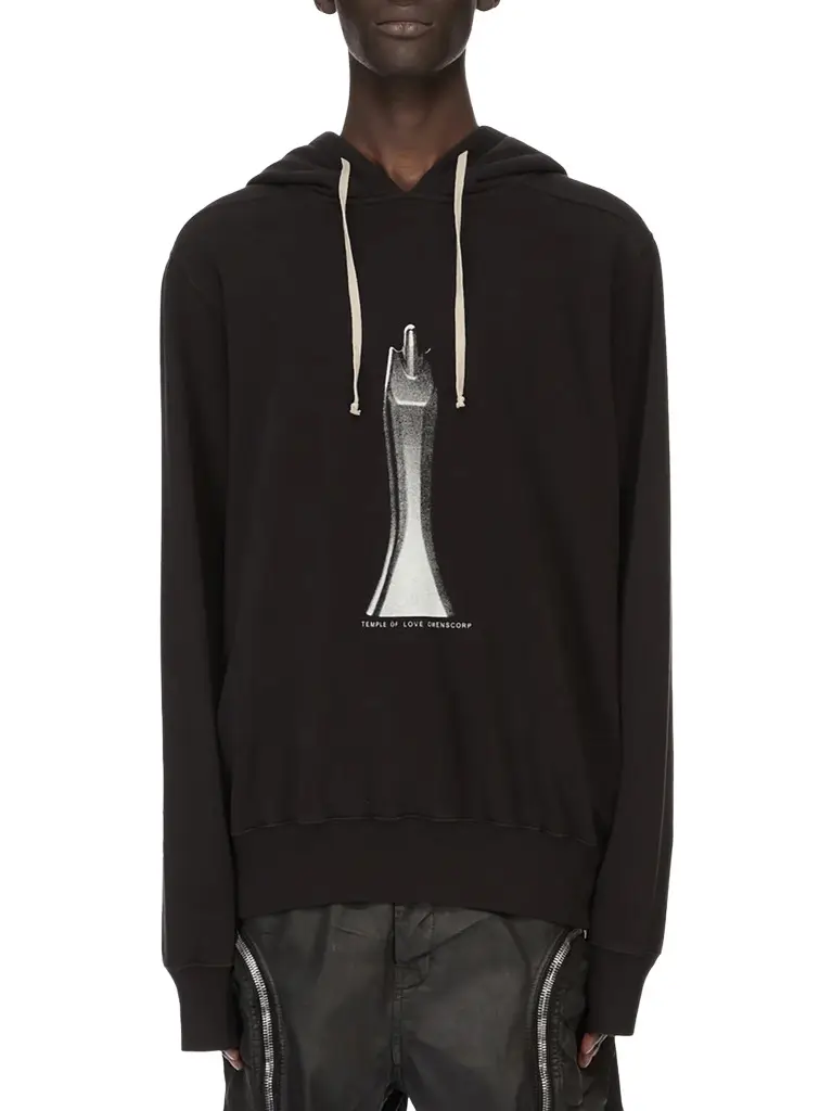 RICK OWENS DRKSHDW Statue Oversized Hoodie in Black/milk