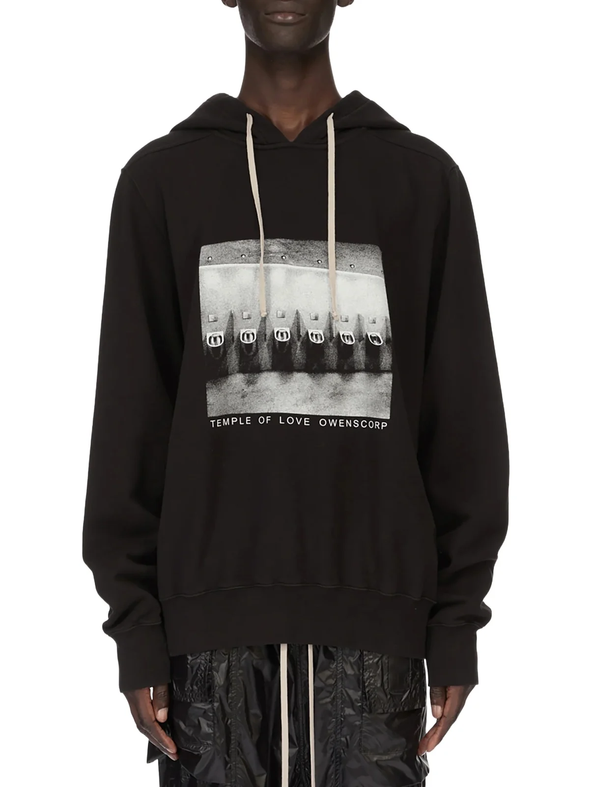 RICK OWENS DRKSHDW Urinal Oversized Hoodie in Black/milk