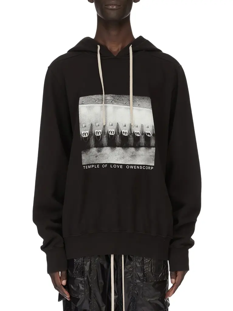 RICK OWENS DRKSHDW Urinal Oversized Hoodie in Black/milk