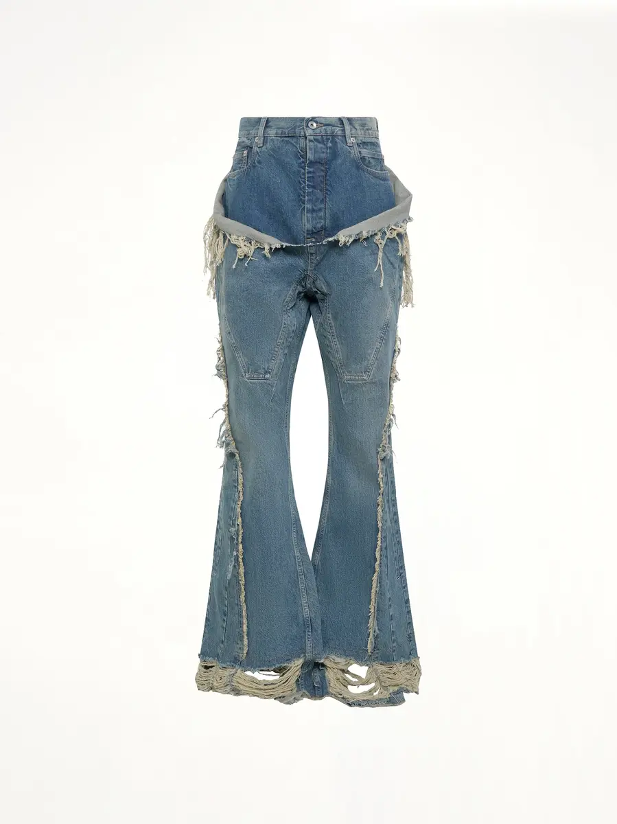 RICK OWENS DRKSHDW Slivered Bootcut in Washed Indigo | Thumbnail 2 RICK OWENS DRKSHDW Slivered Bootcut in Washed Indigo | Thumbnail 2