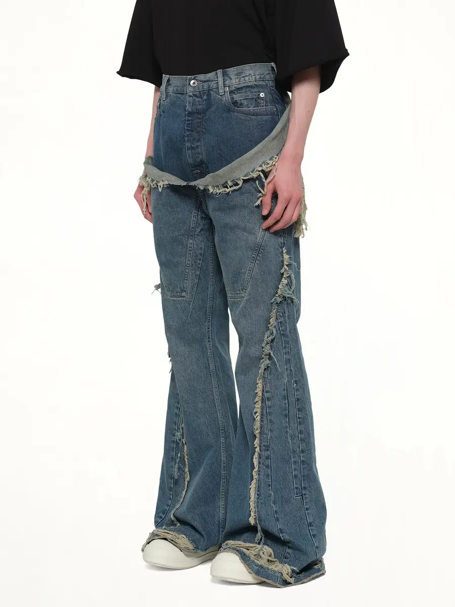 RICK OWENS DRKSHDW Slivered Bootcut in Washed Indigo | Thumbnail 3 RICK OWENS DRKSHDW Slivered Bootcut in Washed Indigo | Thumbnail 3