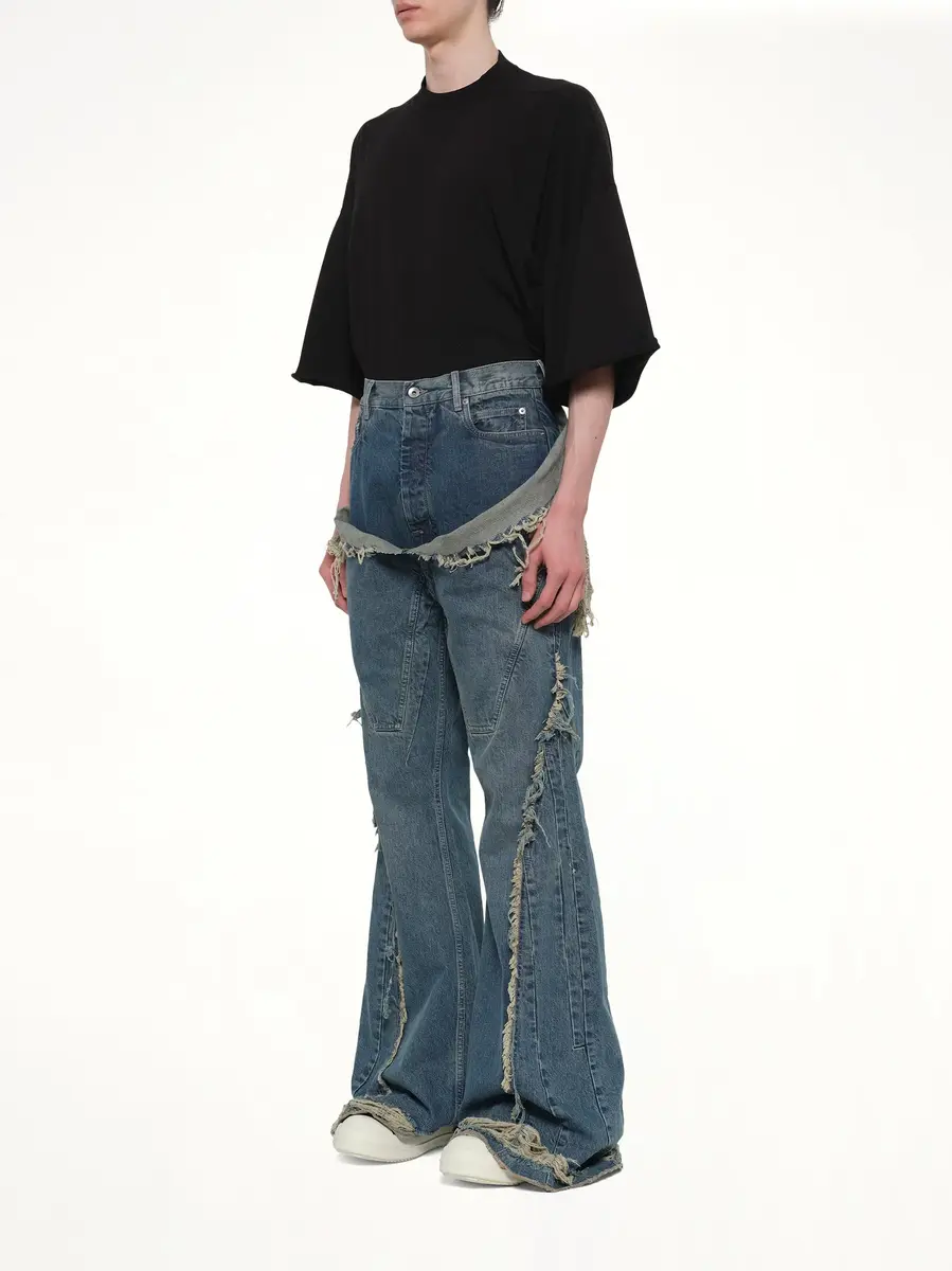 RICK OWENS DRKSHDW Slivered Bootcut in Washed Indigo | Thumbnail 4 RICK OWENS DRKSHDW Slivered Bootcut in Washed Indigo | Thumbnail 4
