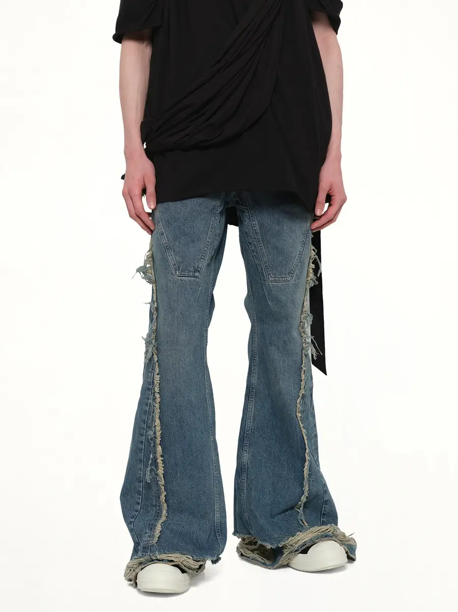 RICK OWENS DRKSHDW Slivered Bootcut in Washed Indigo | Thumbnail 6 RICK OWENS DRKSHDW Slivered Bootcut in Washed Indigo | Thumbnail 6