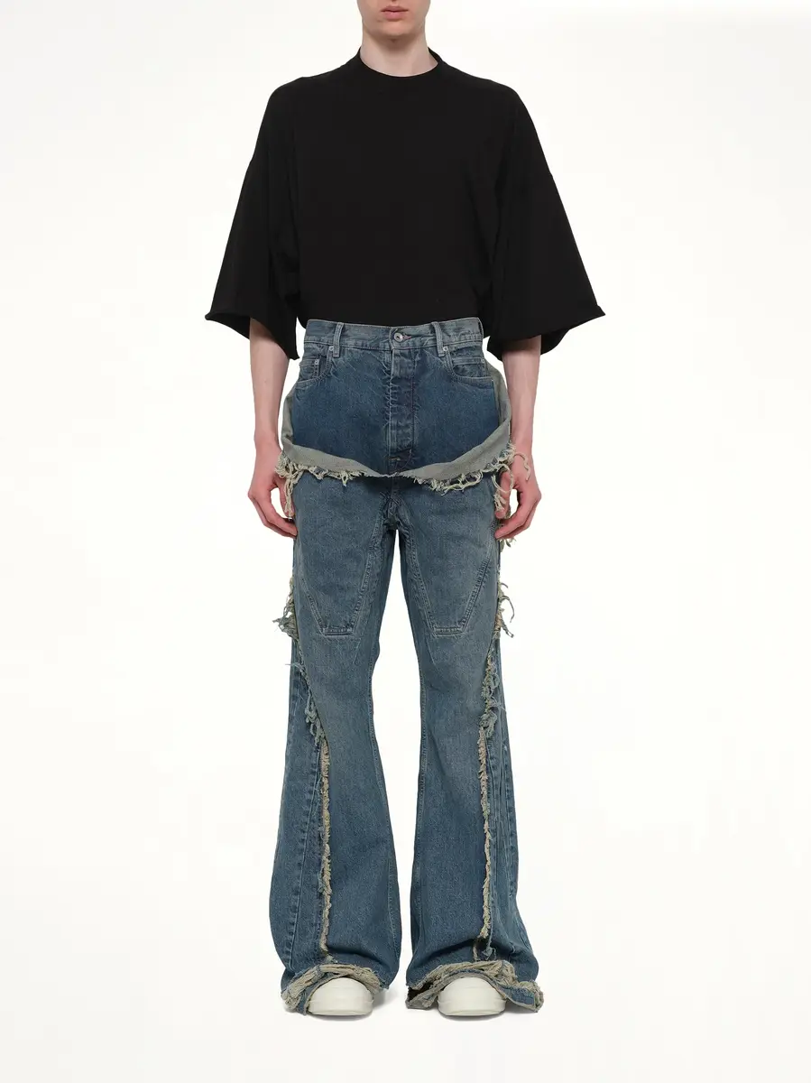 RICK OWENS DRKSHDW Slivered Bootcut in Washed Indigo | Thumbnail 7 RICK OWENS DRKSHDW Slivered Bootcut in Washed Indigo | Thumbnail 7