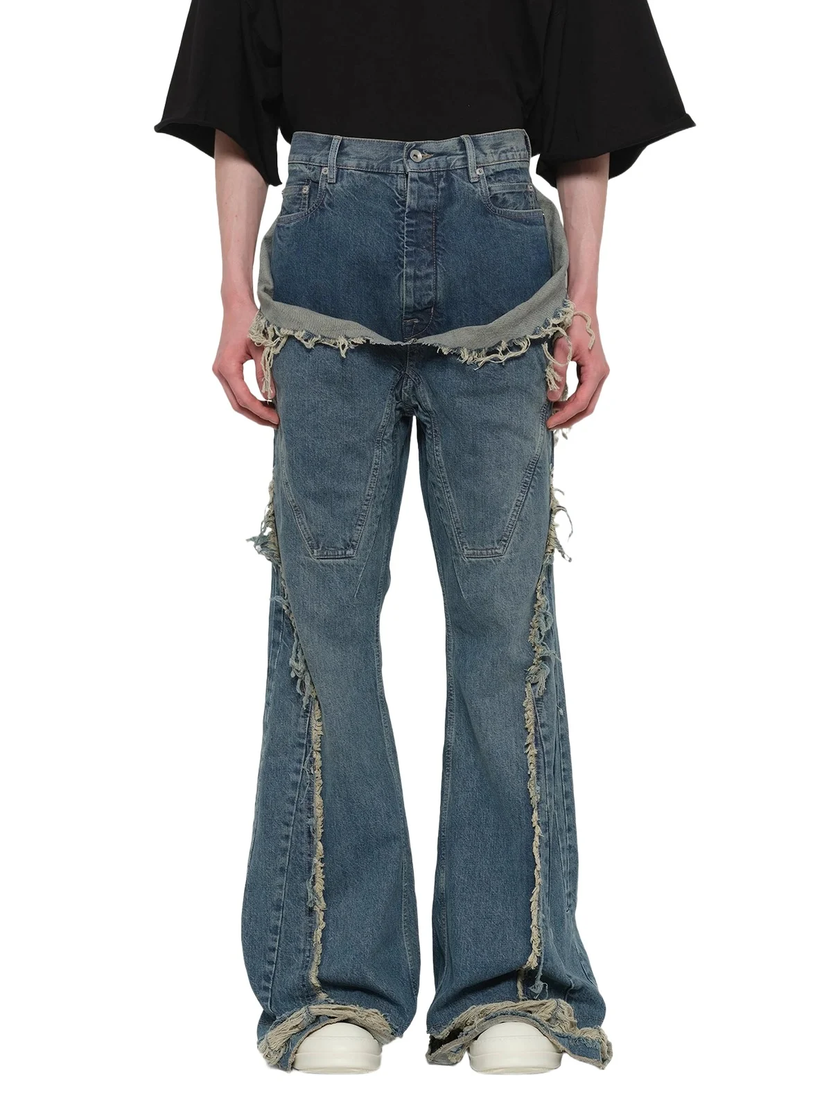 RICK OWENS DRKSHDW Slivered Bootcut in Washed Indigo