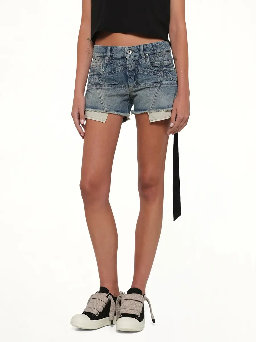RICK OWENS DRKSHDW Lana Cut Offs in Washed Indigo | Thumbnail 6 RICK OWENS DRKSHDW Lana Cut Offs in Washed Indigo | Thumbnail 6