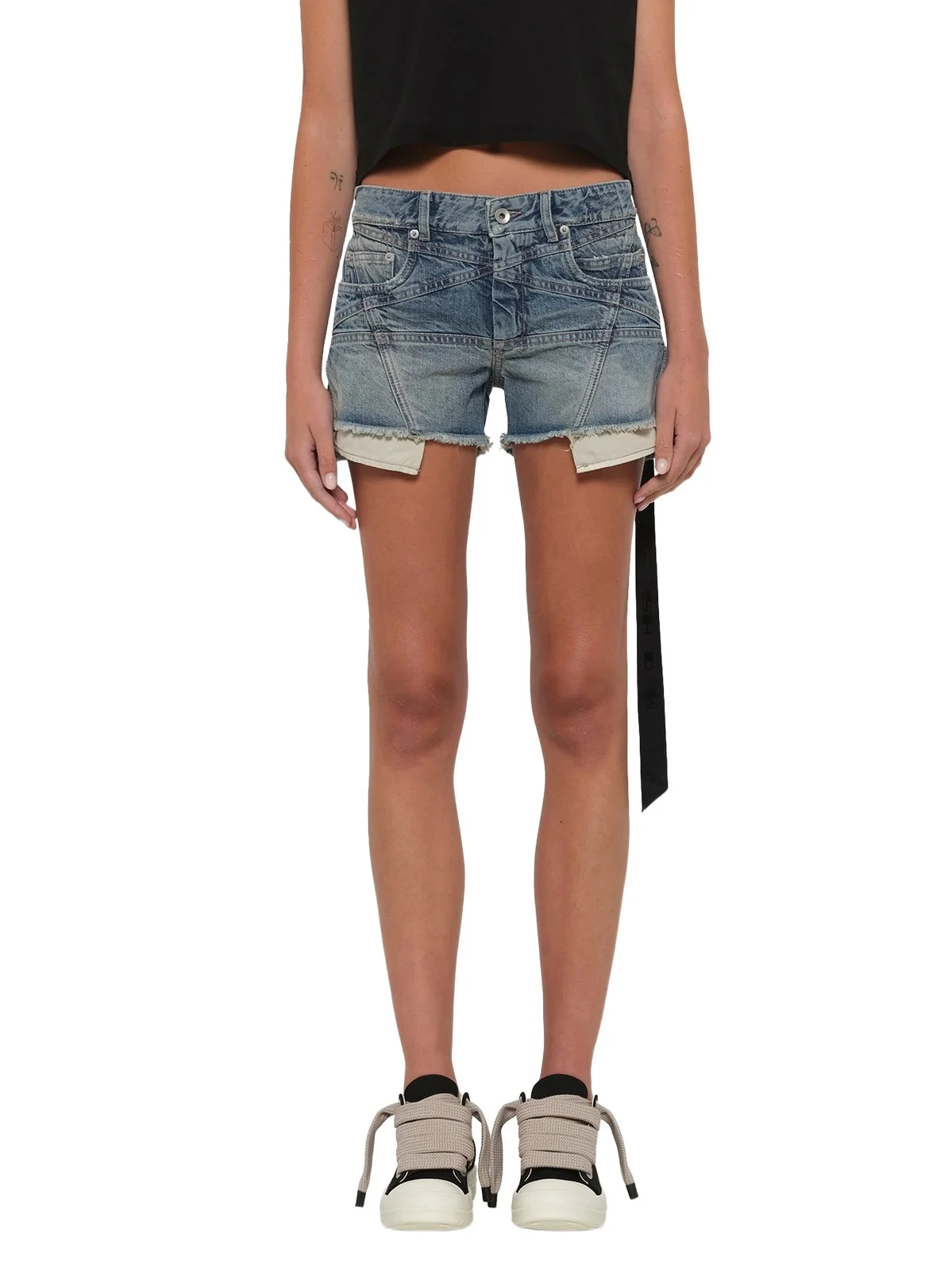 RICK OWENS DRKSHDW Lana Cut Offs in Washed Indigo