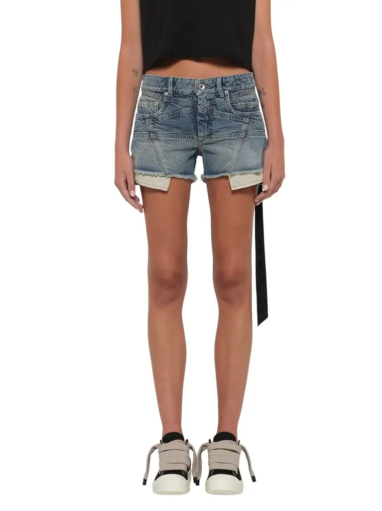 RICK OWENS DRKSHDW Lana Cut Offs in Washed Indigo