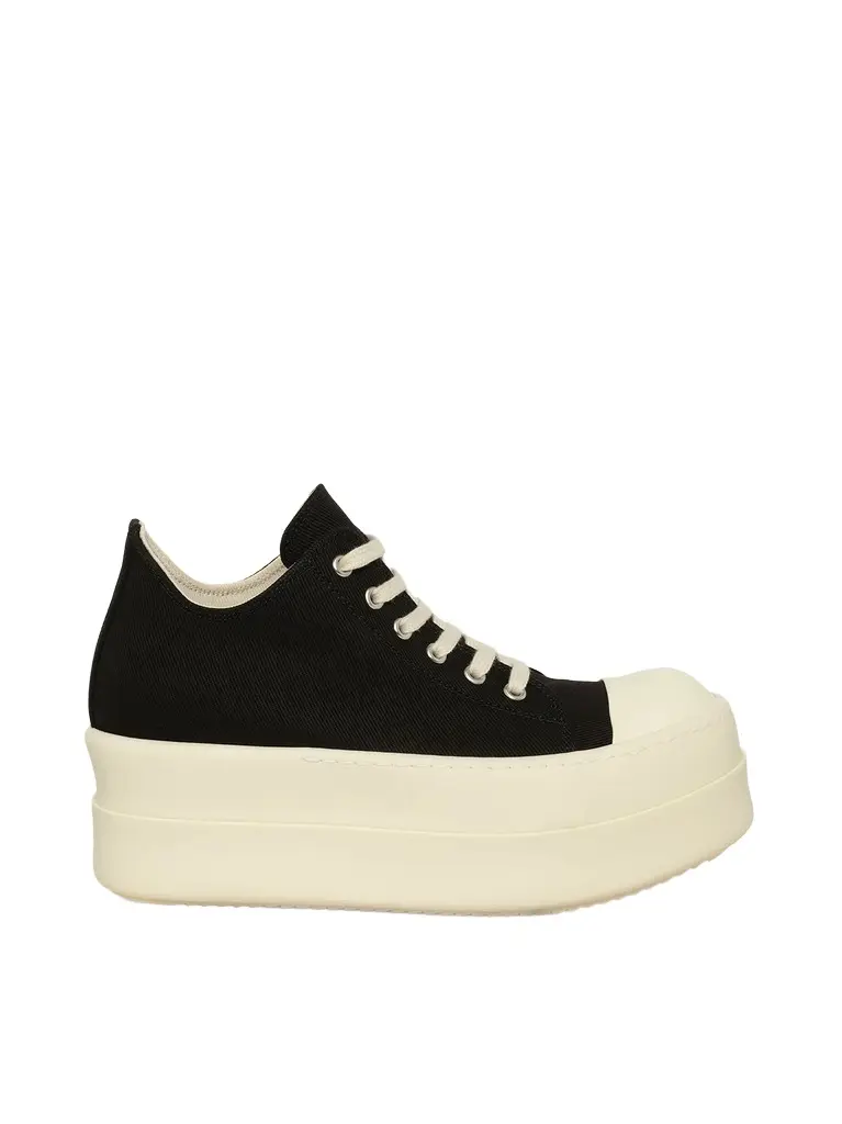 RICK OWENS DRKSHDW Mega Bumper Low Sneaks in Black/milk