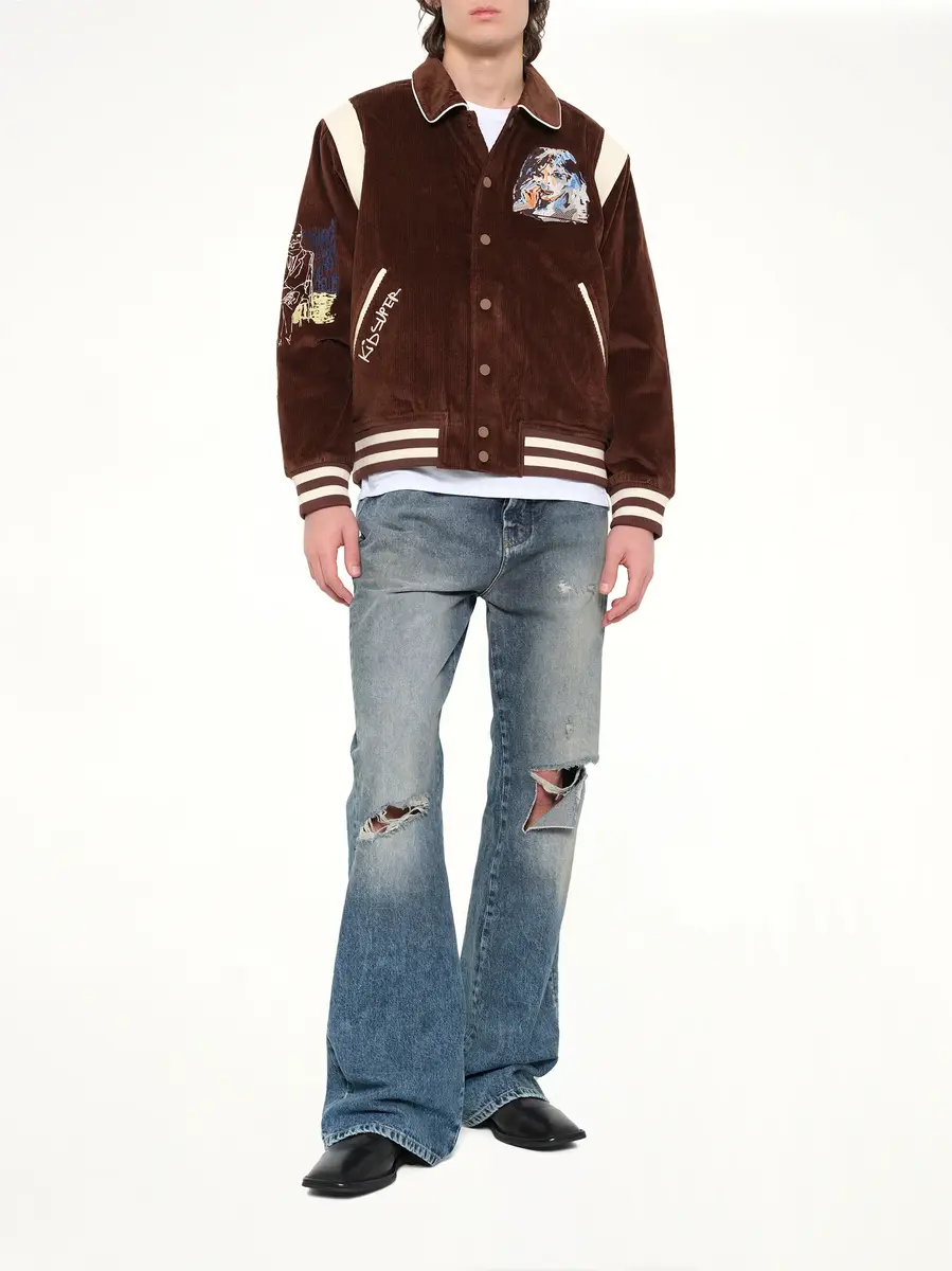 KidSuper Washed Corduroy Embroidered Faces Jacket | Thumbnail 4