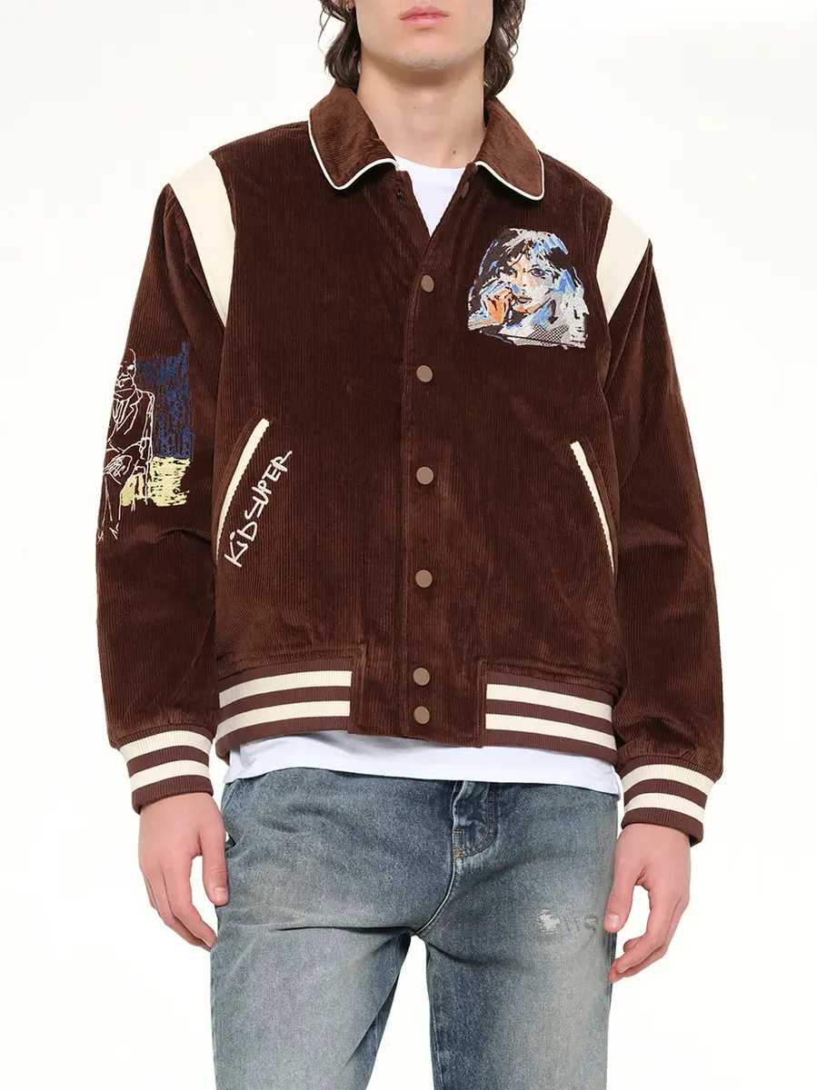KidSuper Washed Corduroy Embroidered Faces Jacket | Thumbnail 6