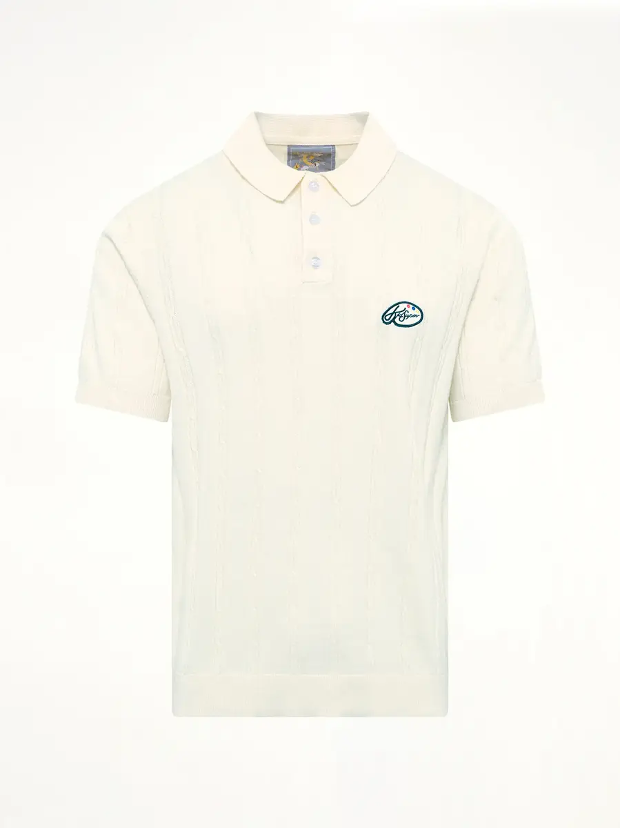 KidSuper Painters Logo Knit Polo in Cream | Thumbnail 2 KidSuper Painters Logo Knit Polo in Cream | Thumbnail 2