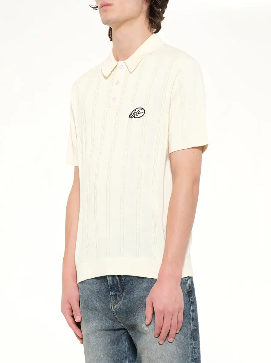 KidSuper Painters Logo Knit Polo in Cream | Thumbnail 3 KidSuper Painters Logo Knit Polo in Cream | Thumbnail 3