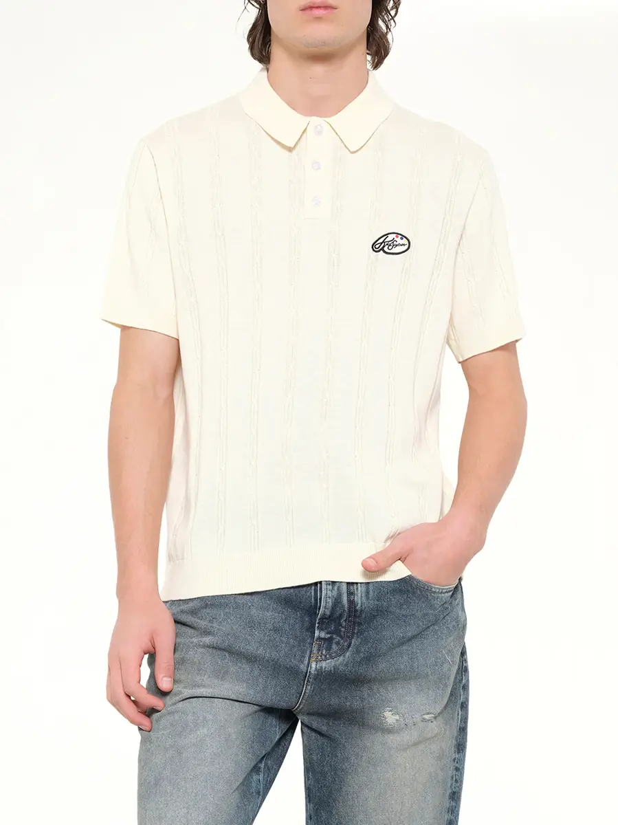 KidSuper Painters Logo Knit Polo in Cream | Thumbnail 6 KidSuper Painters Logo Knit Polo in Cream | Thumbnail 6